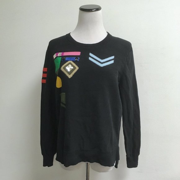 Sonia Rykiel black insignia embellished sweater stretchy top M - Picture 3 of 10